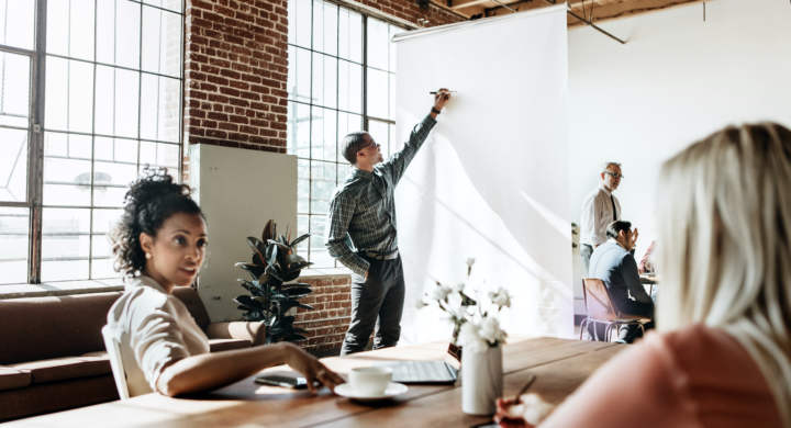 Businesspeople brainstorming in a meeting