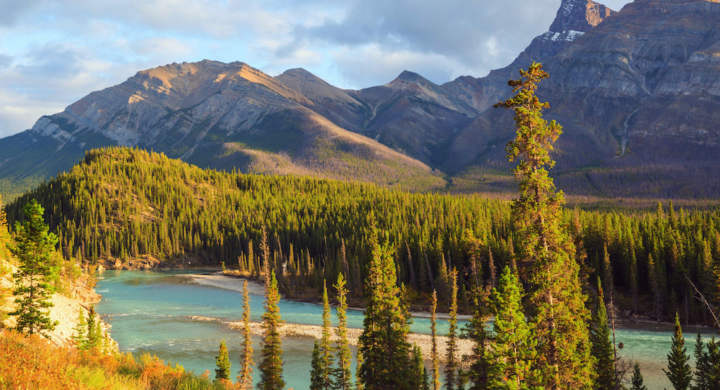 Picturesque mountain view in the Canadian Rockies in summer season