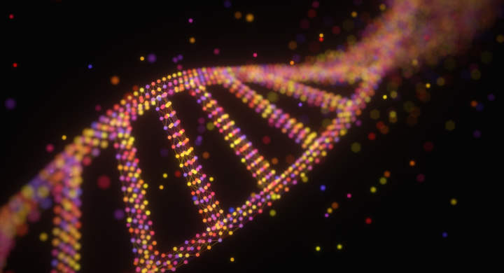 3D illustration. Colorful DNA molecule. Concept image of a structure of the genetic code.