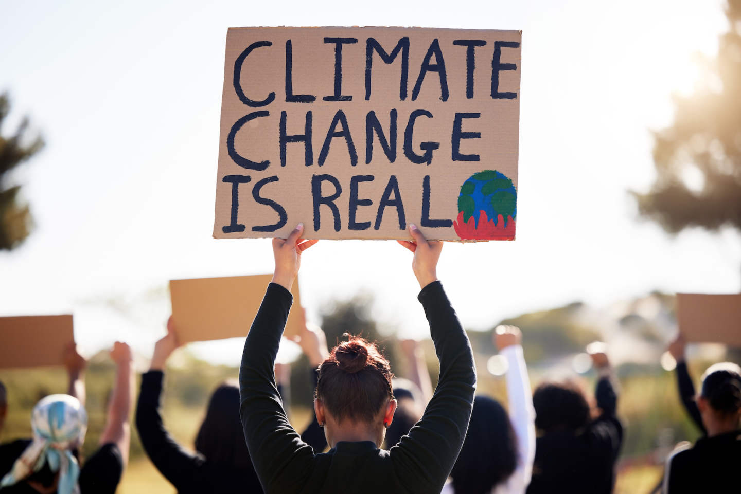 Every planet will be aligned. Shot of a group of people protesting climate change