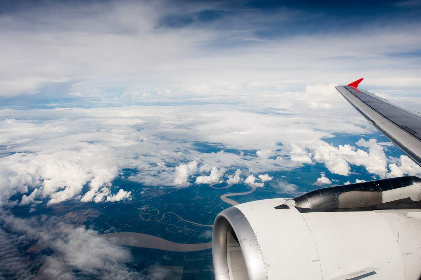 blue sky with the clouds from the plane view