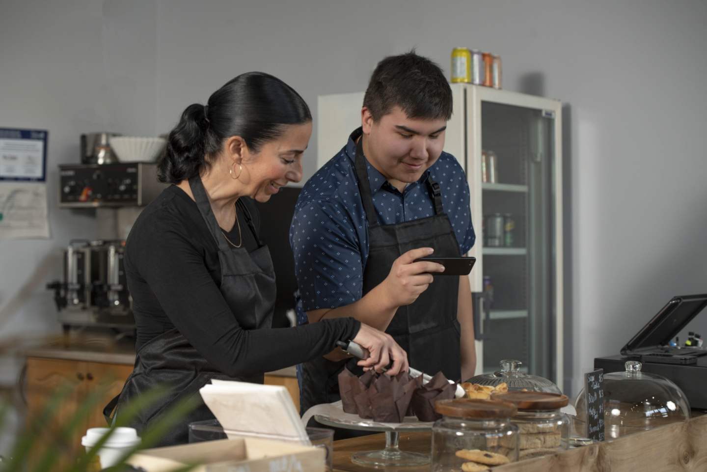 Indigenous workers at a cafe
