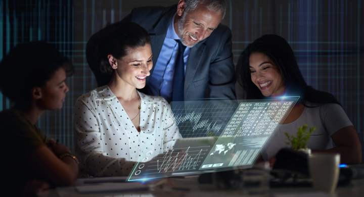 Office workers working in the fintech industry