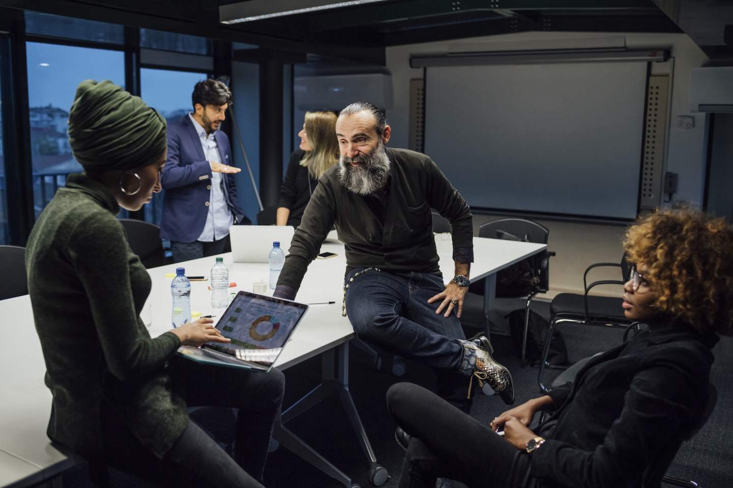 Business partners at brainstorming meeting in office