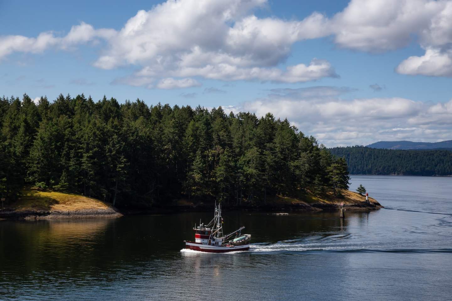 View of Gulf Islands during a sunny day. Located near Mayne and Vancouver Island, British Columbia, Canada. Nature Background