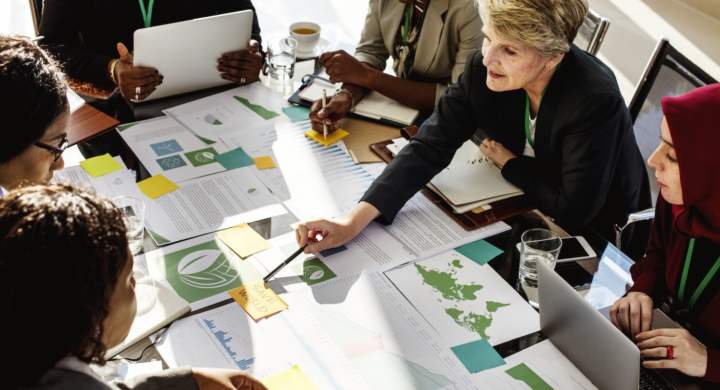 A Group of International Business People Are Having a Round Table Meeting
