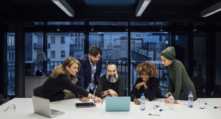 Business partners at brainstorming meeting in office